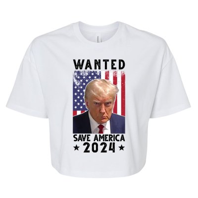 Wanted Save America 2024 Donald Trump USA Flag Bella+Canvas Jersey Crop Tee