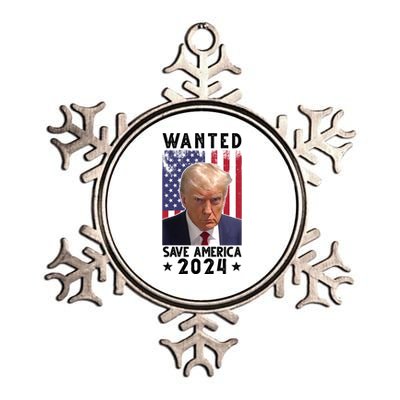 Wanted Save America 2024 Donald Trump USA Flag Metallic Star Ornament