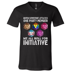 When Someone Attacks One Party Member D20 Dice LGBTQ Ally V-Neck T-Shirt