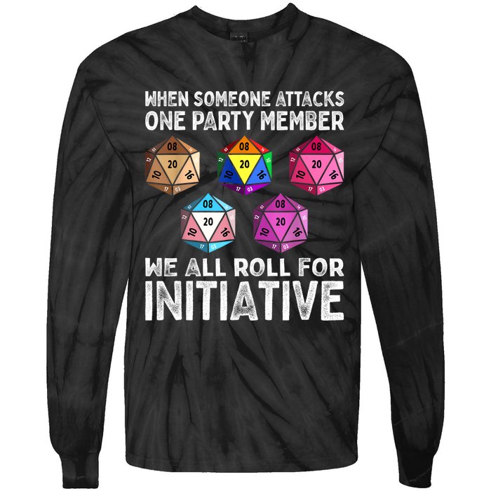 When Someone Attacks One Party Member D20 Dice LGBTQ Ally Tie-Dye Long Sleeve Shirt