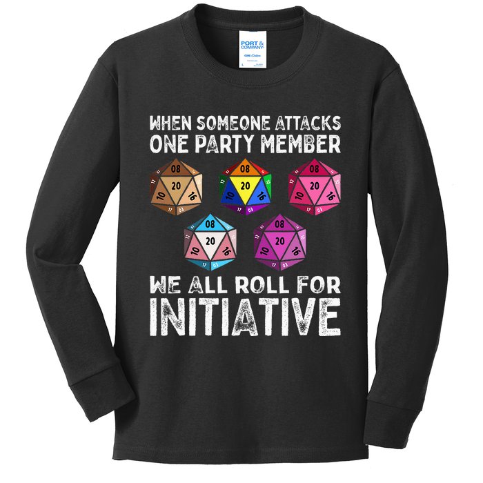 When Someone Attacks One Party Member D20 Dice LGBTQ Ally Kids Long Sleeve Shirt