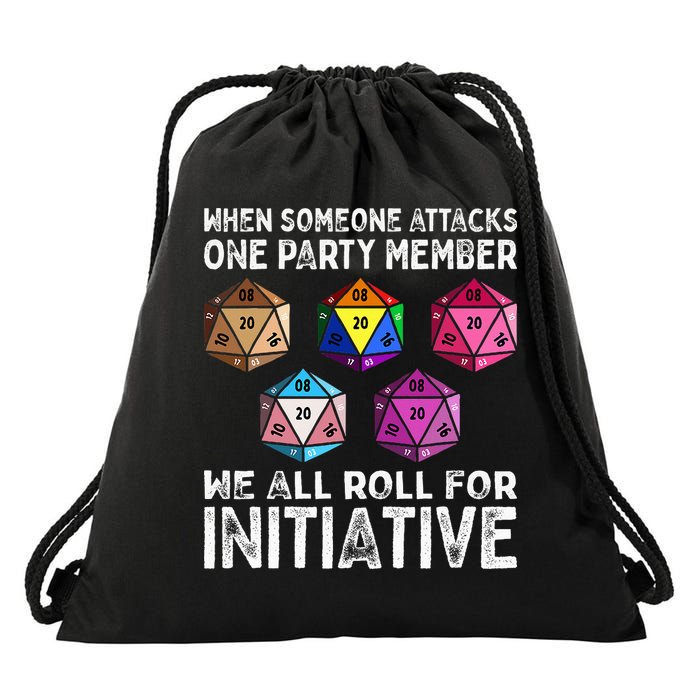 When Someone Attacks One Party Member D20 Dice Lgbtq Ally Drawstring Bag