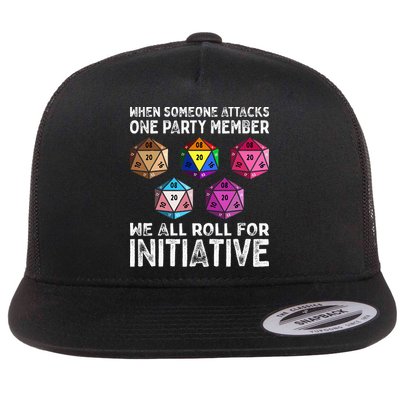 When Someone Attacks One Party Member D20 Dice Lgbtq Ally Flat Bill Trucker Hat