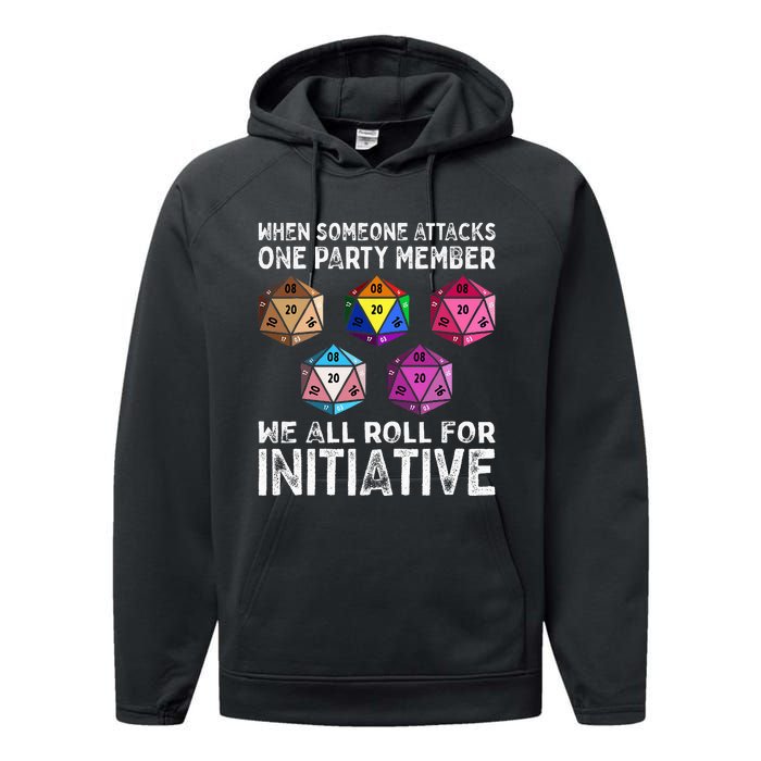 When Someone Attacks One Party Member D20 Dice LGBTQ Ally Performance Fleece Hoodie