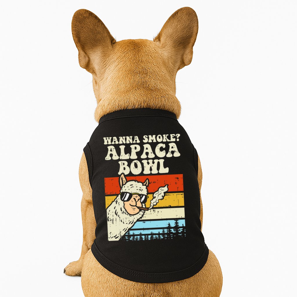 Wanna Smoke Alpaca Bowl Weed Funny Cannabis 420 Stoner Gift Doggie Tank