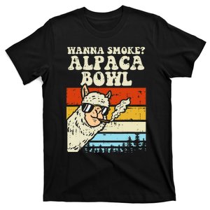 Wanna Smoke Alpaca Bowl Weed Funny Cannabis 420 Stoner Gift T-Shirt