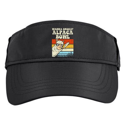 Wanna Smoke Alpaca Bowl Weed Funny Cannabis 420 Stoner Gift Adult Drive Performance Visor