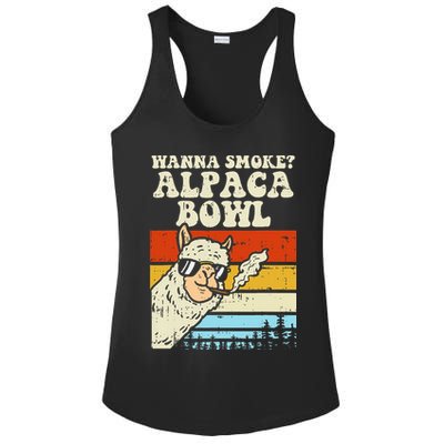 Wanna Smoke Alpaca Bowl Weed Funny Cannabis 420 Stoner Gift Ladies PosiCharge Competitor Racerback Tank