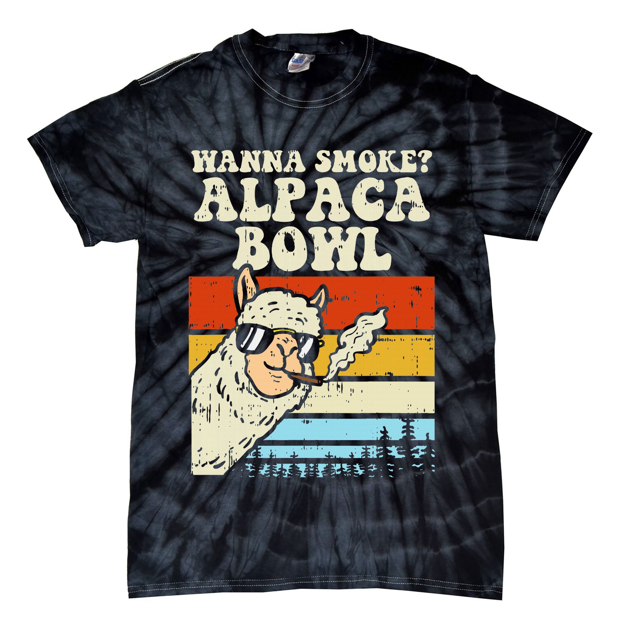 Wanna Smoke Alpaca Bowl Weed Funny Cannabis 420 Stoner Gift Tie-Dye T-Shirt
