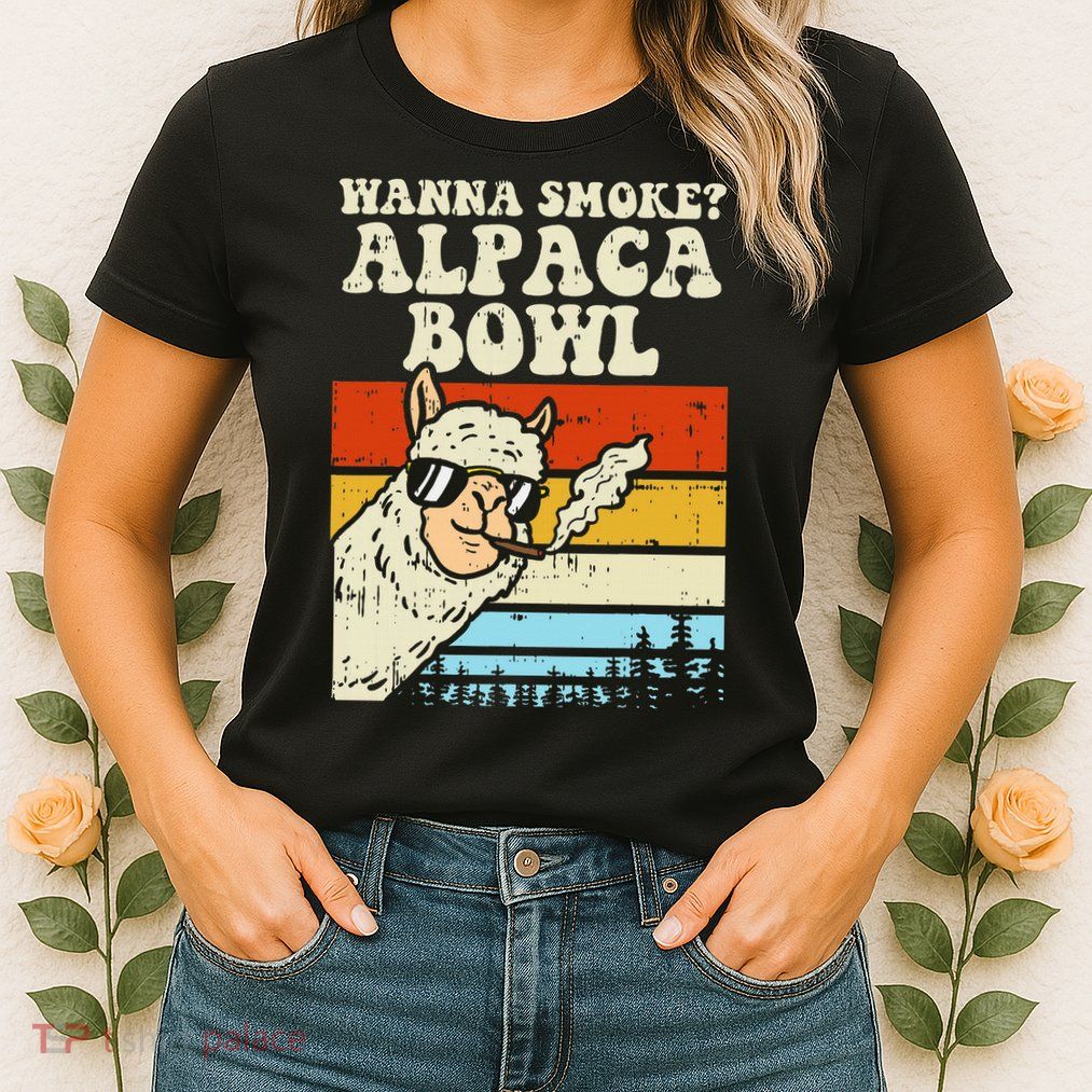 Wanna Smoke Alpaca Bowl Weed Funny Cannabis 420 Stoner Gift Womens T-Shirt