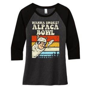 Wanna Smoke Alpaca Bowl Weed Funny Cannabis 420 Stoner Gift Women's Tri-Blend 3/4-Sleeve Raglan Shirt