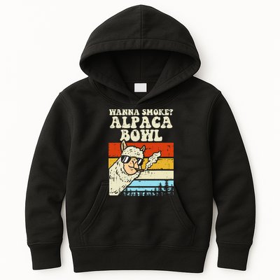 Wanna Smoke Alpaca Bowl Weed Funny Cannabis 420 Stoner Gift Kids Hoodie
