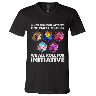 When Someone Attacks One Party Member We Roll For Initiative V-Neck T-Shirt