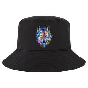 Wolf Splash Art Animal Face | Wolf Lover Cool Comfort Performance Bucket Hat