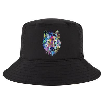 Wolf Splash Art Animal Face | Wolf Lover Cool Comfort Performance Bucket Hat