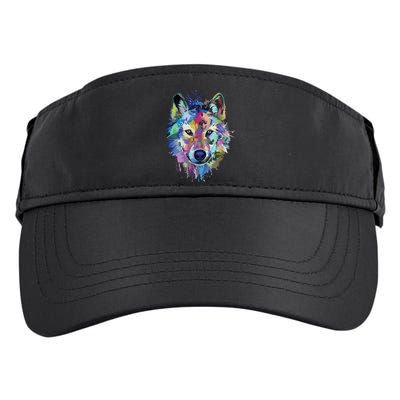 Wolf Splash Art Animal Face | Wolf Lover Adult Drive Performance Visor