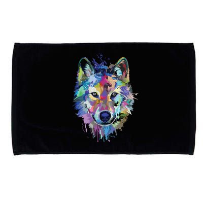 Wolf Splash Art Animal Face | Wolf Lover Microfiber Hand Towel