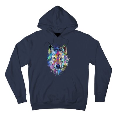 Wolf Splash Art Animal Face | Wolf Lover Hoodie