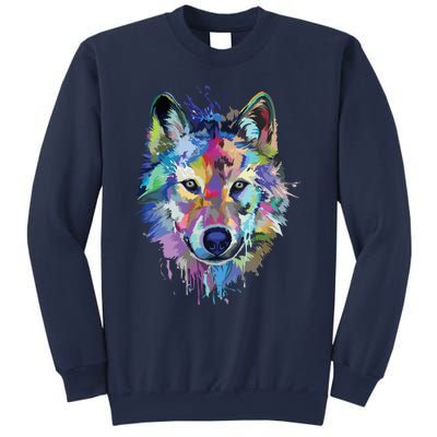 Wolf Splash Art Animal Face | Wolf Lover Sweatshirt