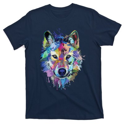 Wolf Splash Art Animal Face | Wolf Lover T-Shirt