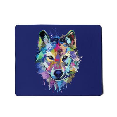 Wolf Splash Art Animal Face | Wolf Lover Mousepad