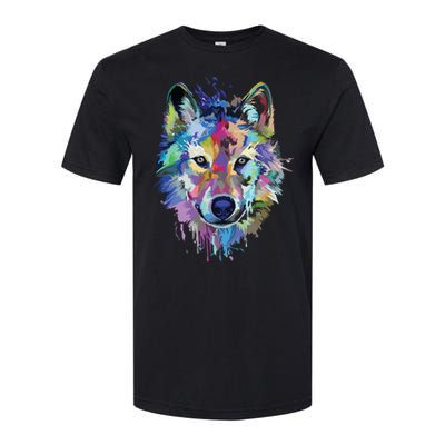 Wolf Splash Art Animal Face | Wolf Lover Softstyle CVC T-Shirt