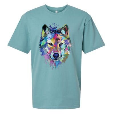 Wolf Splash Art Animal Face | Wolf Lover Sueded Cloud Jersey T-Shirt