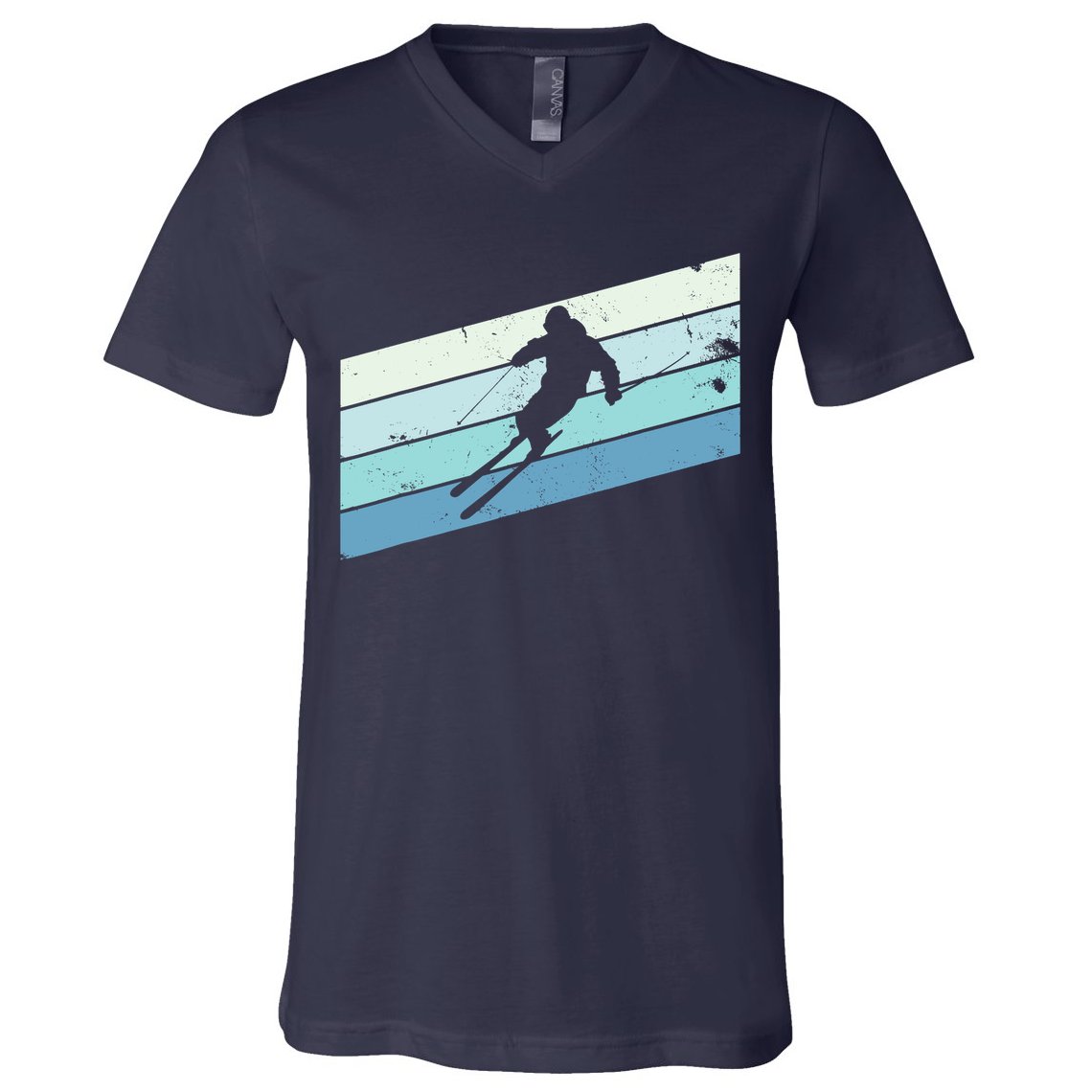 Winter Sports And Snow Skier Retro Snow Skiing V-Neck T-Shirt