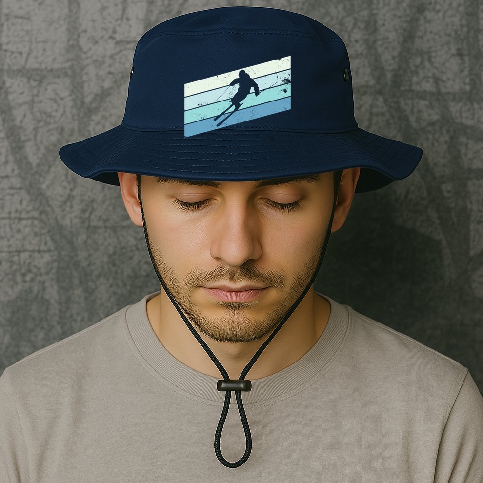 Winter Sports And Snow Skier Retro Snow Skiing Bucket Hat