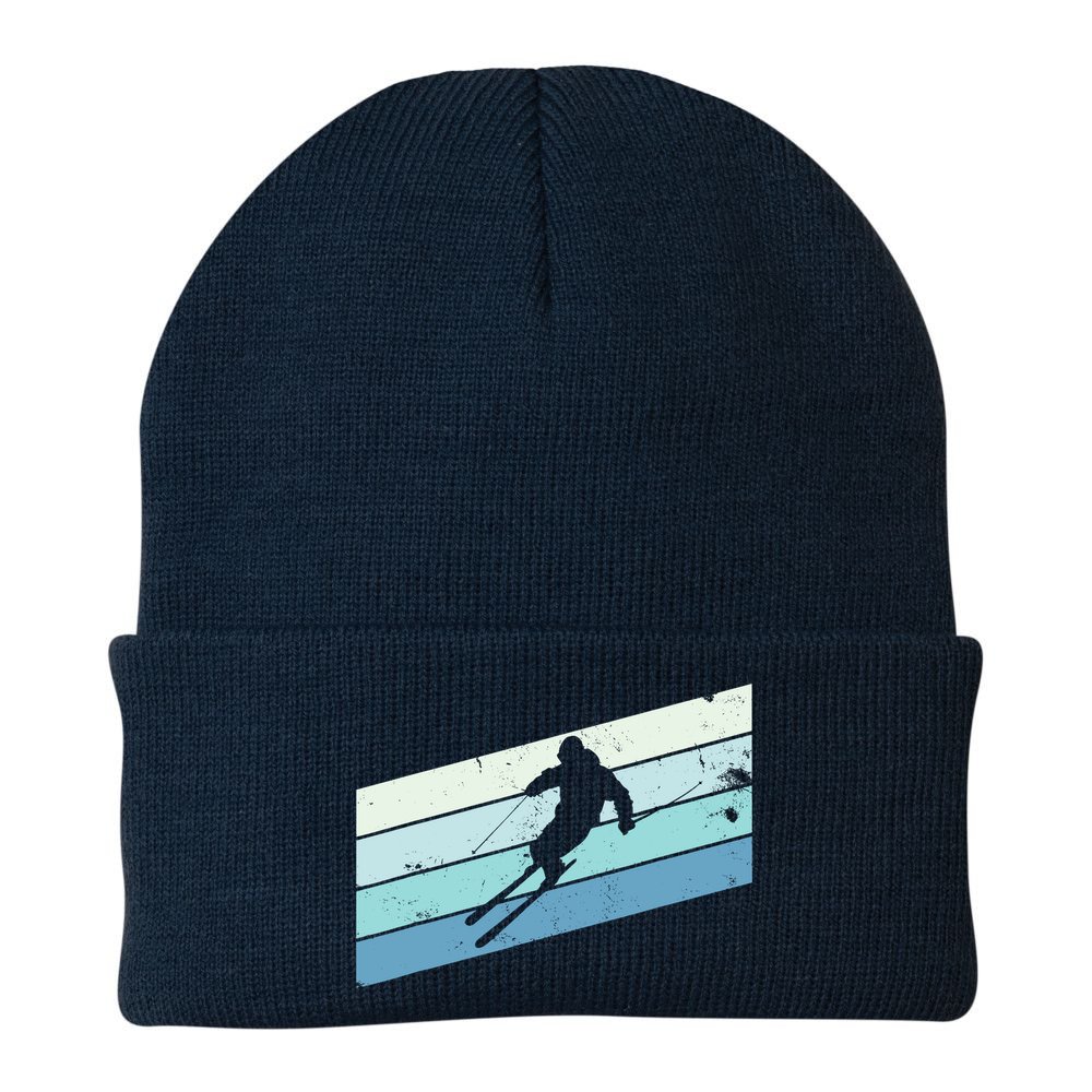 Winter Sports And Snow Skier Retro Snow Skiing Beanie