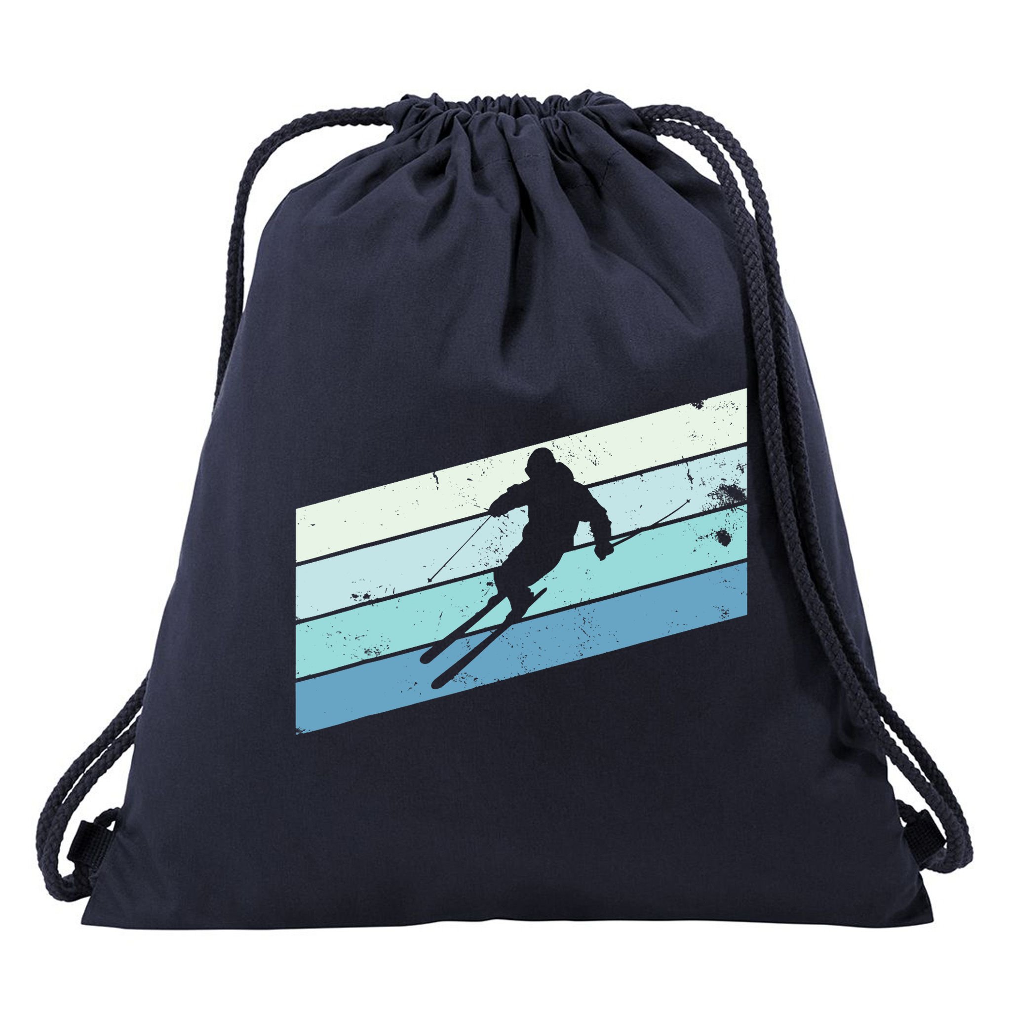 Winter Sports And Snow Skier Retro Snow Skiing Drawstring Bag