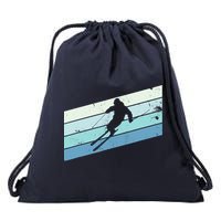 Winter Sports And Snow Skier Retro Snow Skiing Drawstring Bag