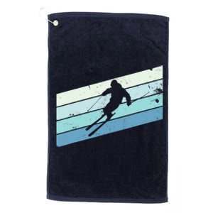 Winter Sports And Snow Skier Retro Snow Skiing Platinum Collection Golf Towel