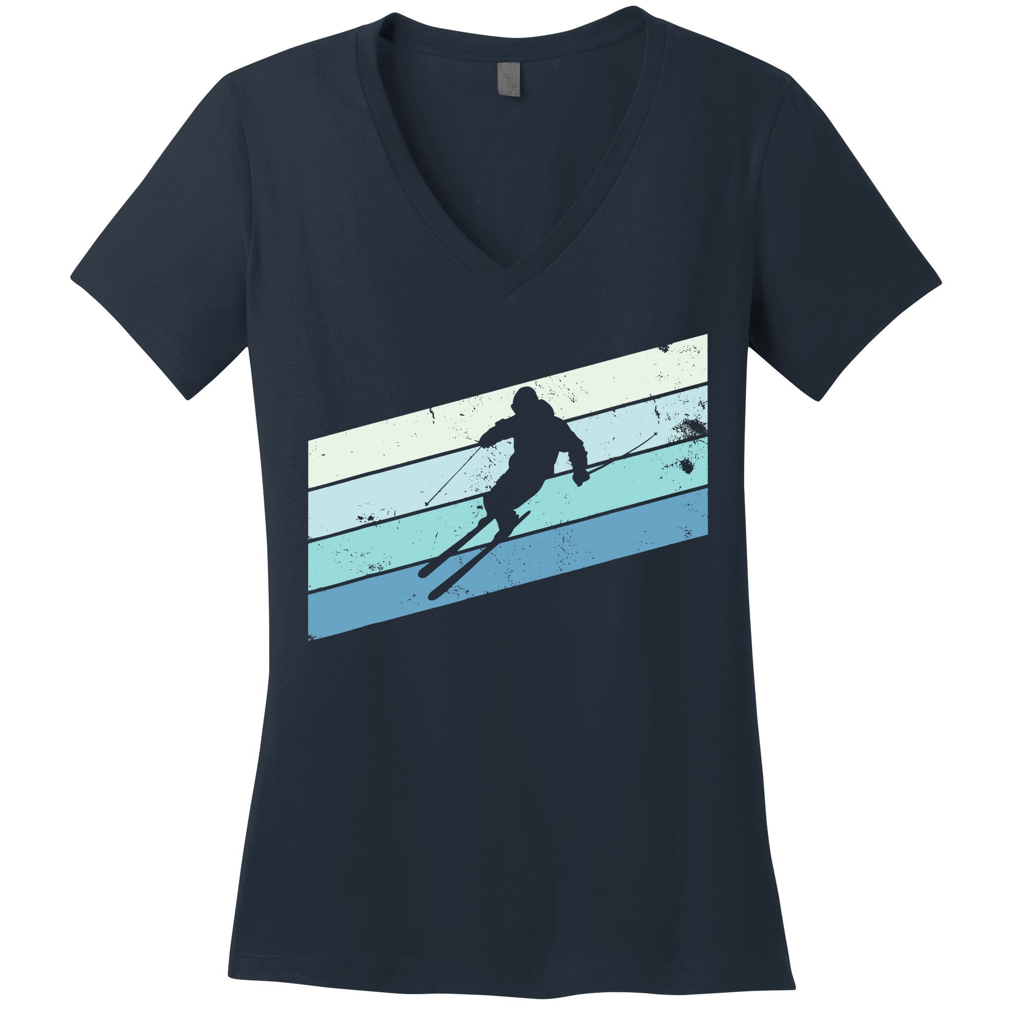 Winter Sports And Snow Skier Retro Snow Skiing Women's V-Neck T-Shirt