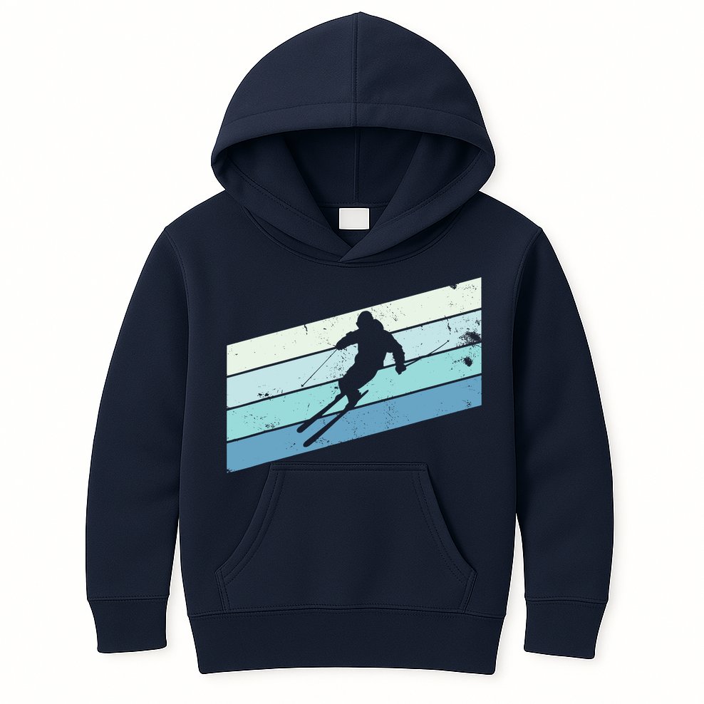 Winter Sports And Snow Skier Retro Snow Skiing Kids Hoodie