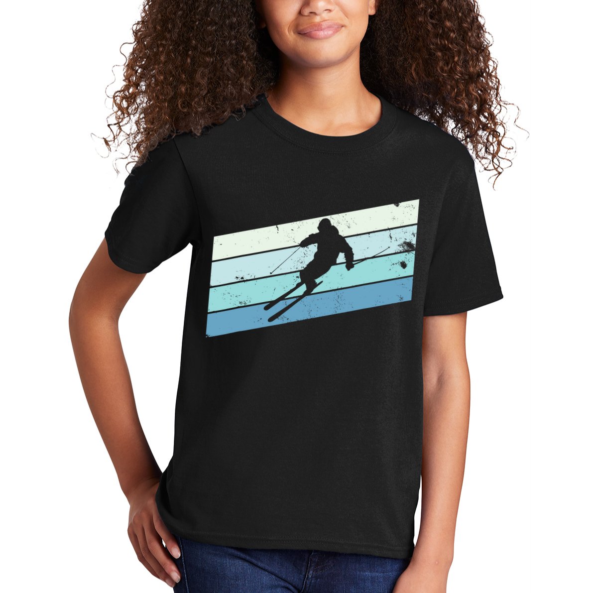 Winter Sports And Snow Skier Retro Snow Skiing Kids T-Shirt