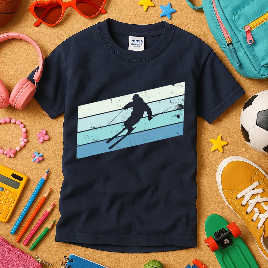Winter Sports And Snow Skier Retro Snow Skiing Kids T-Shirt