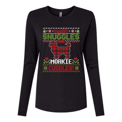 Warm Snuggles And Morkie Dog Cuddles Merry Christmas Mom Dad Gift Womens Cotton Relaxed Long Sleeve T-Shirt