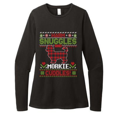 Warm Snuggles And Morkie Dog Cuddles Merry Christmas Mom Dad Gift Womens CVC Long Sleeve Shirt