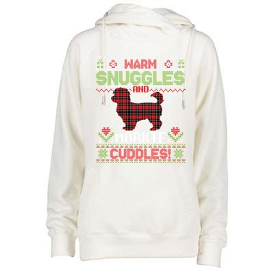 Warm Snuggles And Morkie Dog Cuddles Merry Christmas Mom Dad Gift Womens Funnel Neck Pullover Hood