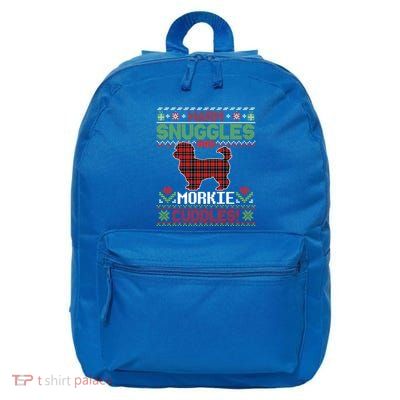 Warm Snuggles And Morkie Dog Cuddles Merry Christmas Mom Dad Gift 16 in Basic Backpack