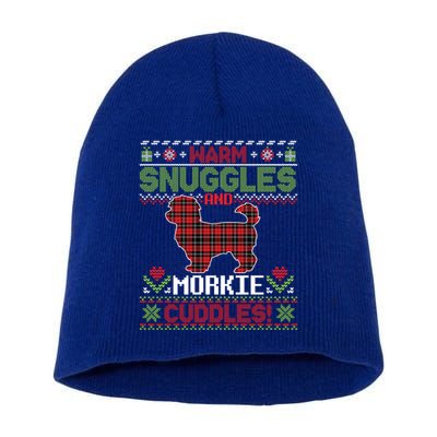Warm Snuggles And Morkie Dog Cuddles Merry Christmas Mom Dad Gift Short Acrylic Beanie