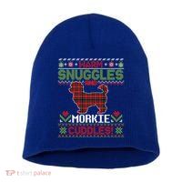 Warm Snuggles And Morkie Dog Cuddles Merry Christmas Mom Dad Gift Short Acrylic Beanie