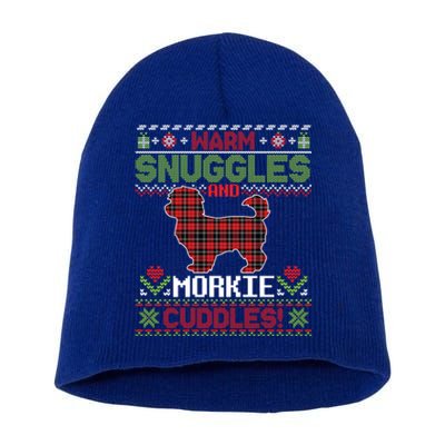 Warm Snuggles And Morkie Dog Cuddles Merry Christmas Mom Dad Gift Short Acrylic Beanie