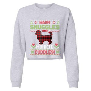 Warm Snuggles And Morkie Dog Cuddles Merry Christmas Mom Dad Gift Cropped Pullover Crew