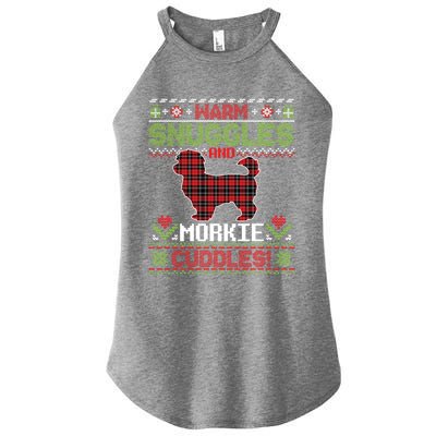 Warm Snuggles And Morkie Dog Cuddles Merry Christmas Mom Dad Gift Women's Perfect Tri Rocker Tank