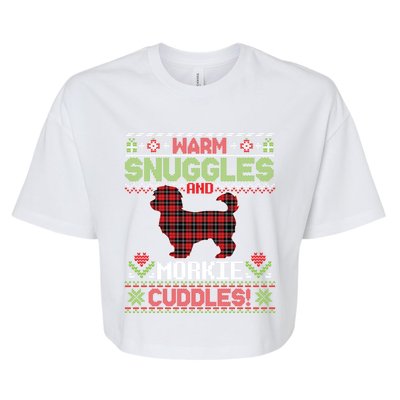 Warm Snuggles And Morkie Dog Cuddles Merry Christmas Mom Dad Gift Bella+Canvas Jersey Crop Tee