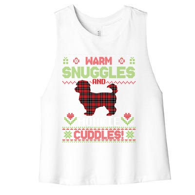 Warm Snuggles And Morkie Dog Cuddles Merry Christmas Mom Dad Gift Women's Racerback Cropped Tank