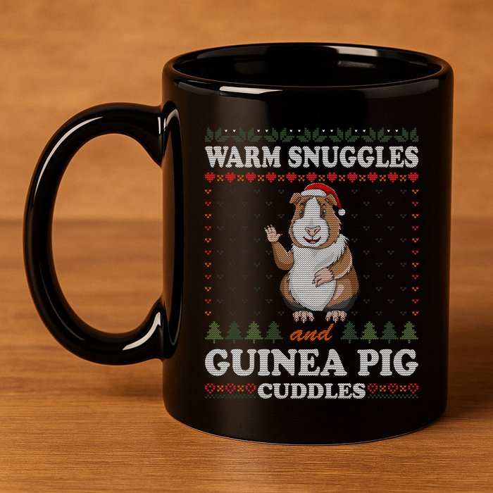Warm Snuggles And Guinea Pig Cuddles Ugly Christmas Sweater Meaningful Gift 11oz C Handle Ceramic Mug