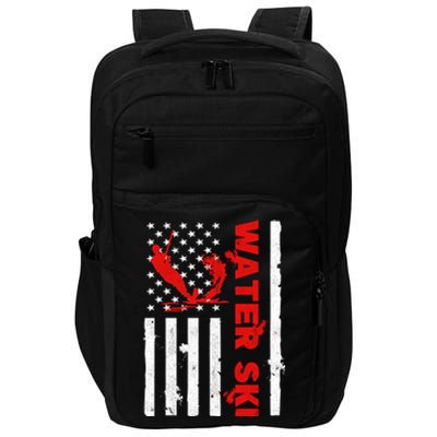 Water Ski American Flag Beachsports Wave Lover Water Skiing Gift Impact Tech Backpack